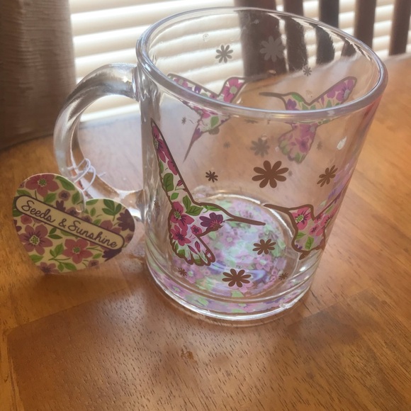 Floral Hummingbird Glass Mug - Picture 11 of 11